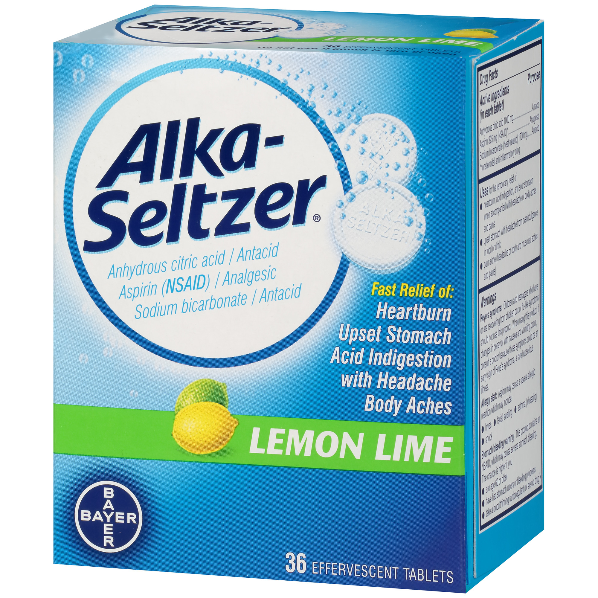 Alka-Seltzer Effervescent Tablets, 36 Ea, Lemon Lime | FSAstore.com