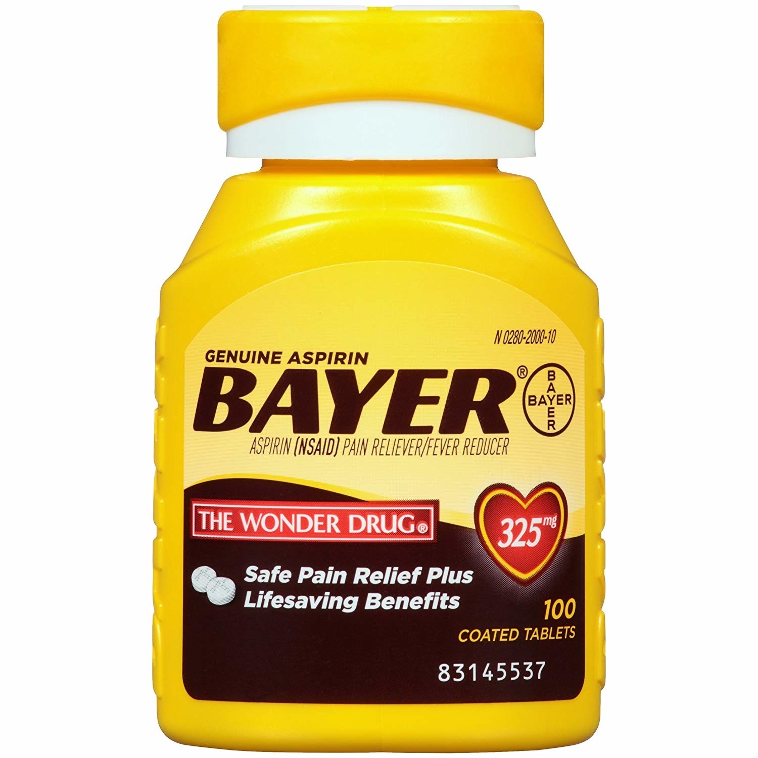 Genuine Bayer Aspirin, 325mg Tablets, 100 ea