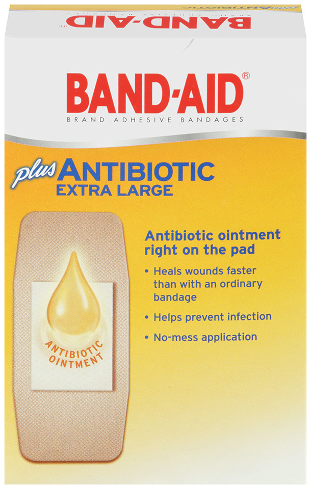 BandAid Plus Antibiotic Adhesive Bandages, Extra Large, 8 ea