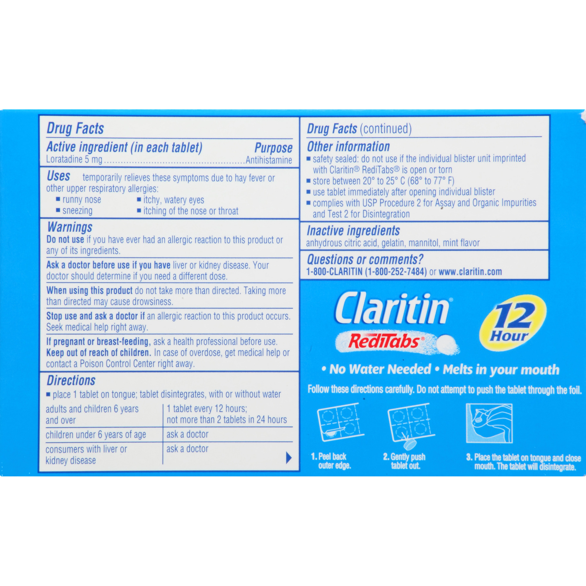 Claritin 12 Hour Non-Drowsy Allergy RediTabs 5 Mg, 10 Count | HSAstore.com