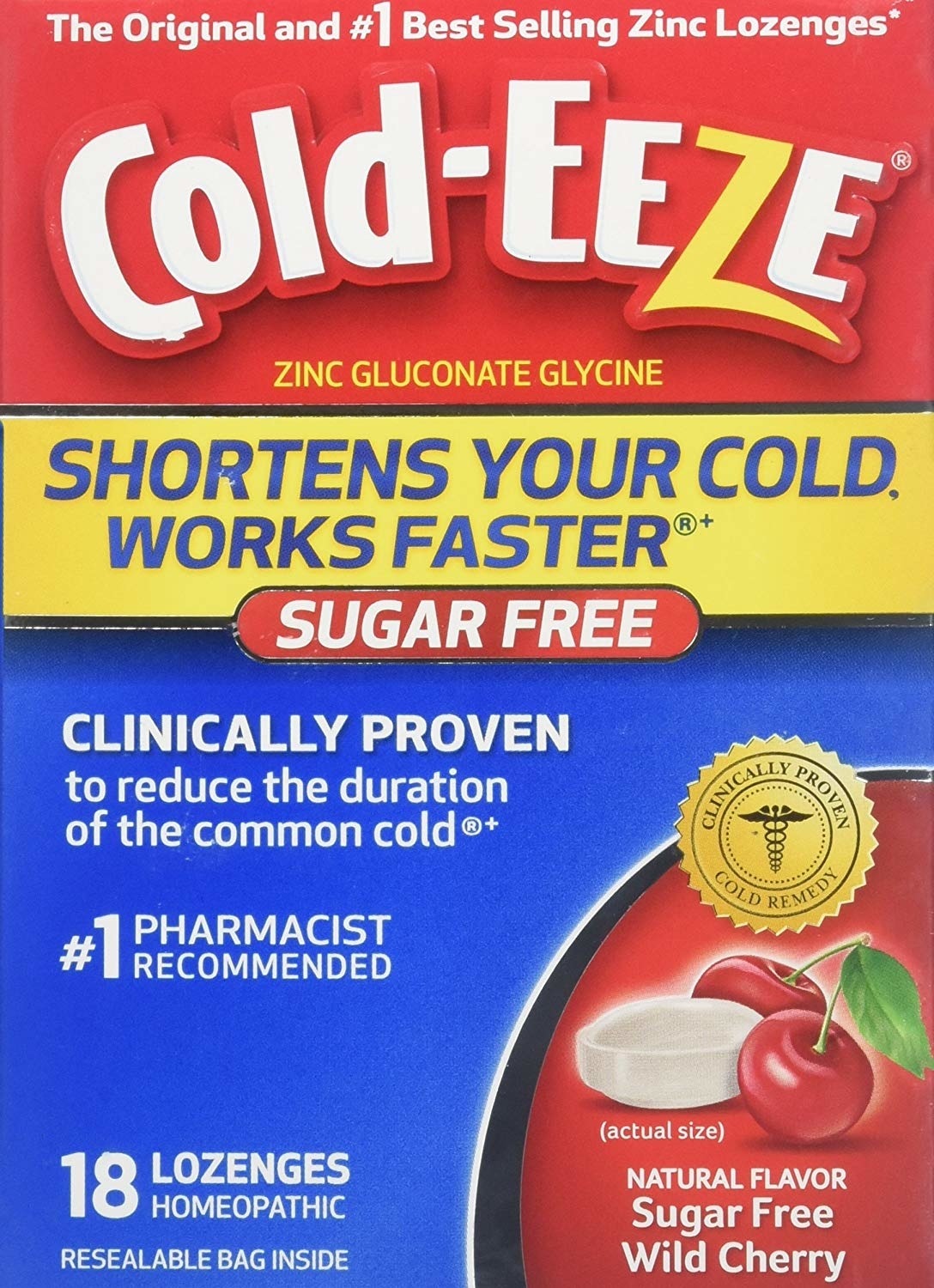 Cold-EEZE Cold Remedy Sugar Free Lozenges, Wild Cherry, 18 ct