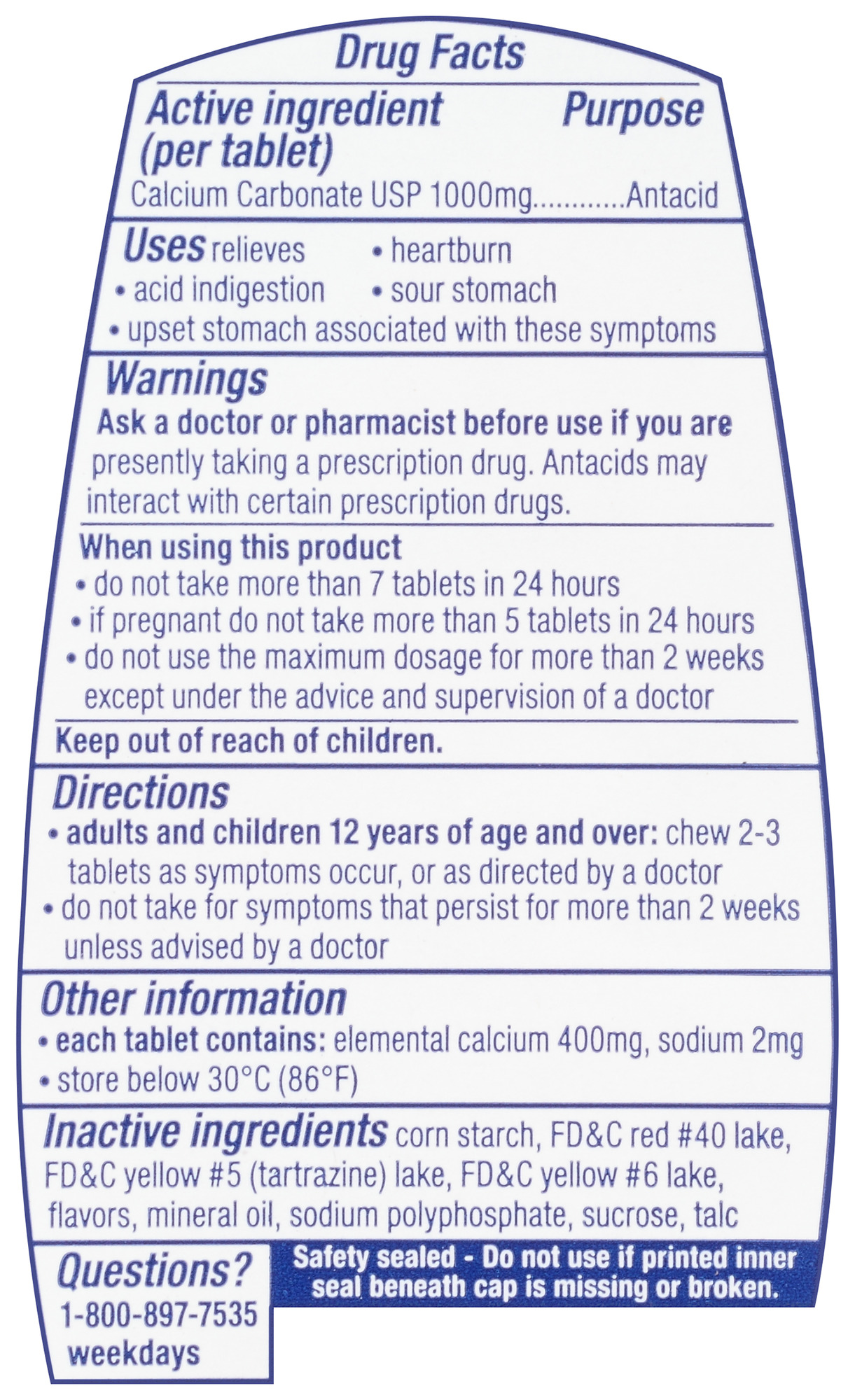 Tums Ultra 1000 Antacid/Calcium Supplement, Tablets, Tropical Fruit