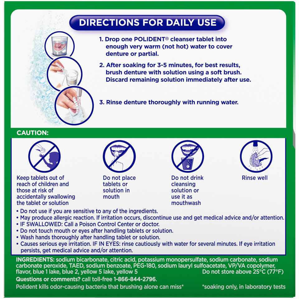 Polident 3 Minute Antibacterial Denture Cleanser 40ct