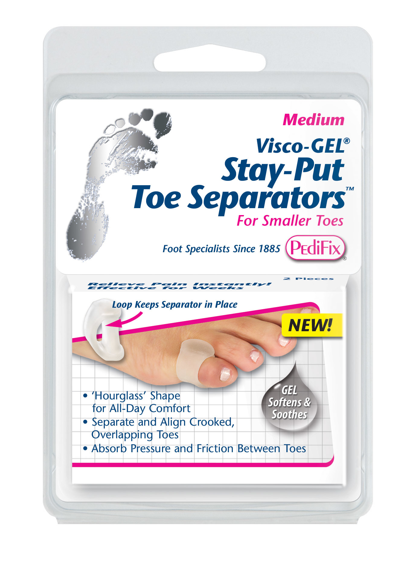Pedifix ViscoGEL StayPut Toe Separators, Large