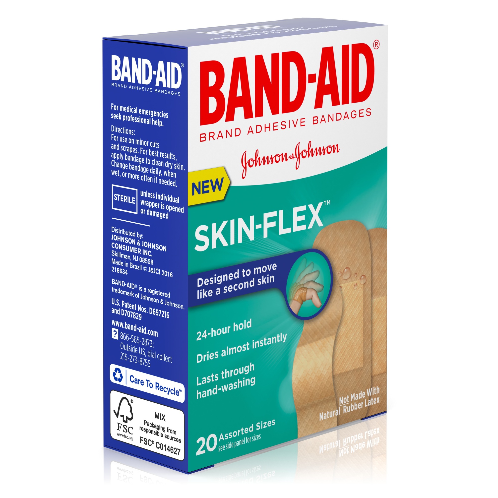 BANDAID® Adhesive Bandages SKINFLEX™ Assorted 20 Count