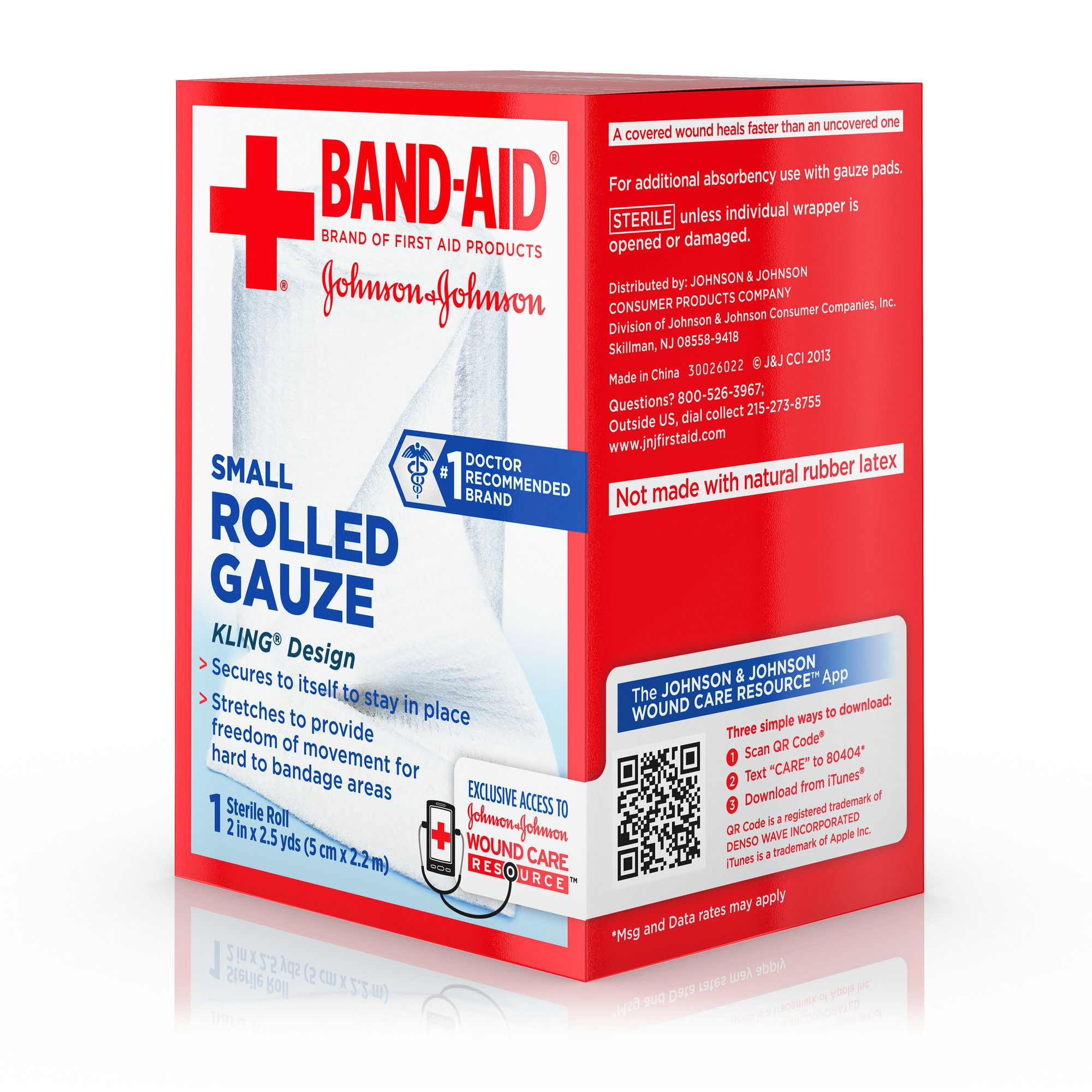 BandAid Rolled Gauze, 2" x 2.5yds 1ct