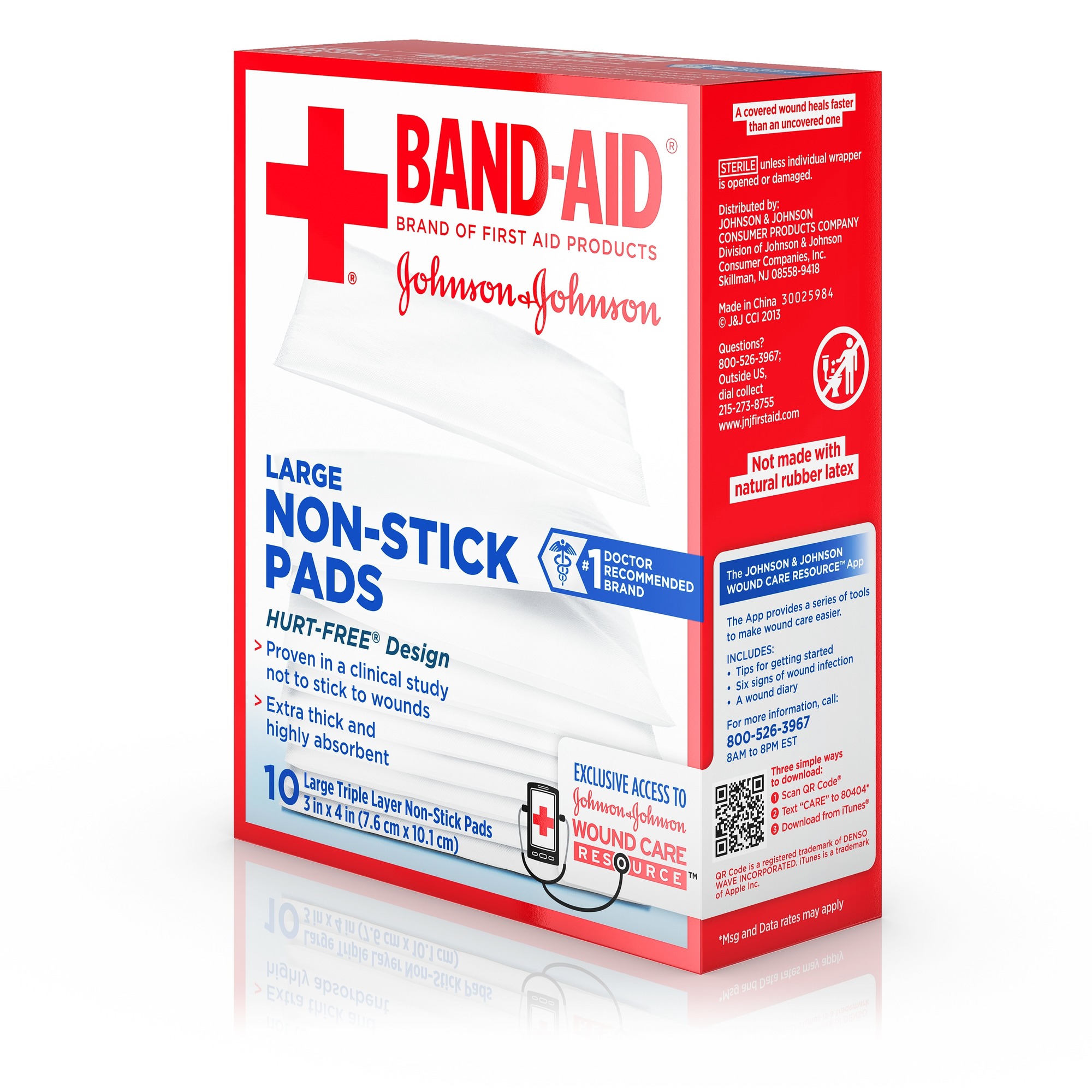 BANDAID® Adhesive Bandages, Large NonStick Pads, 10 3Inch x 4Inch