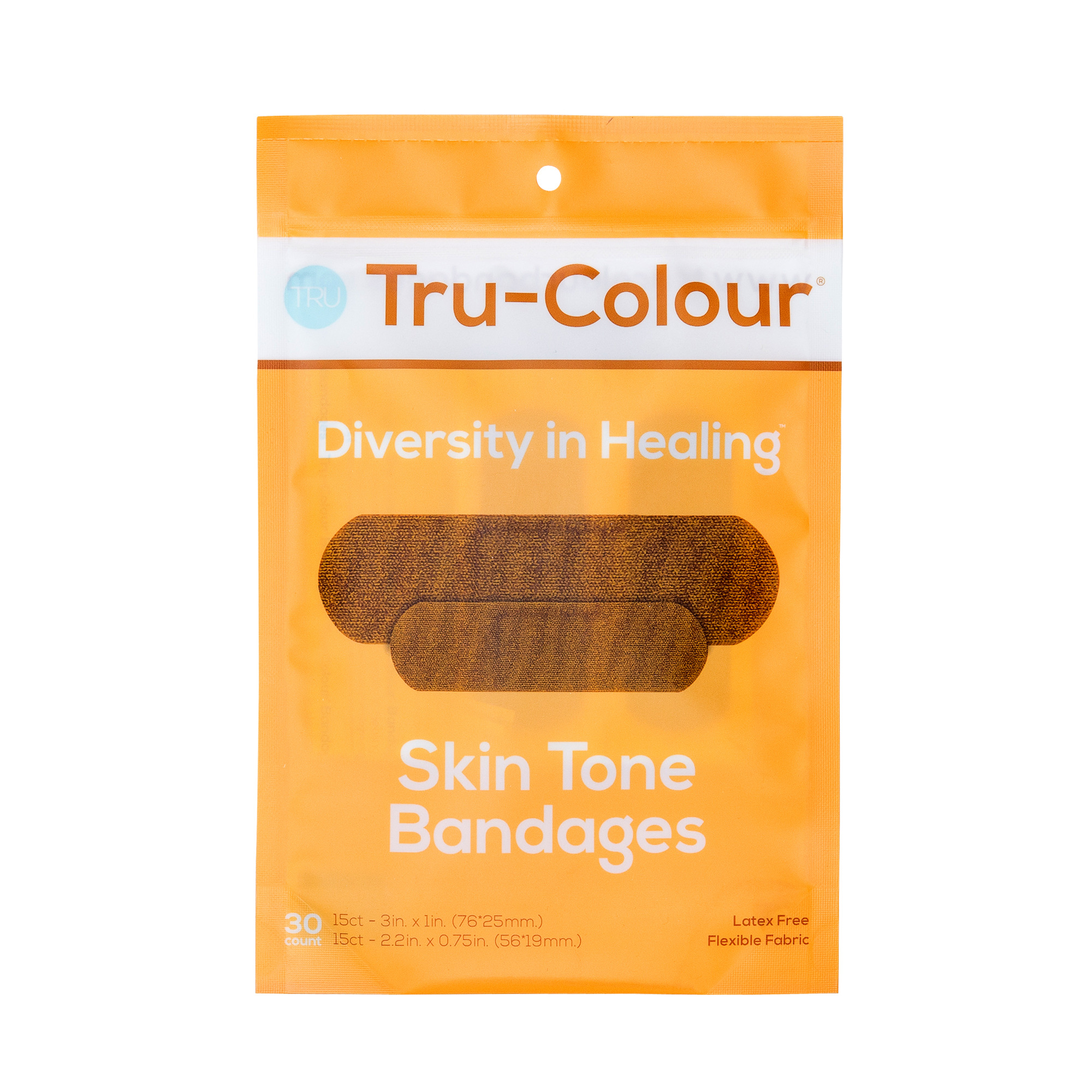 TruColour Bandages Flexible Fabric Bandages, Medium Shade 30 ct