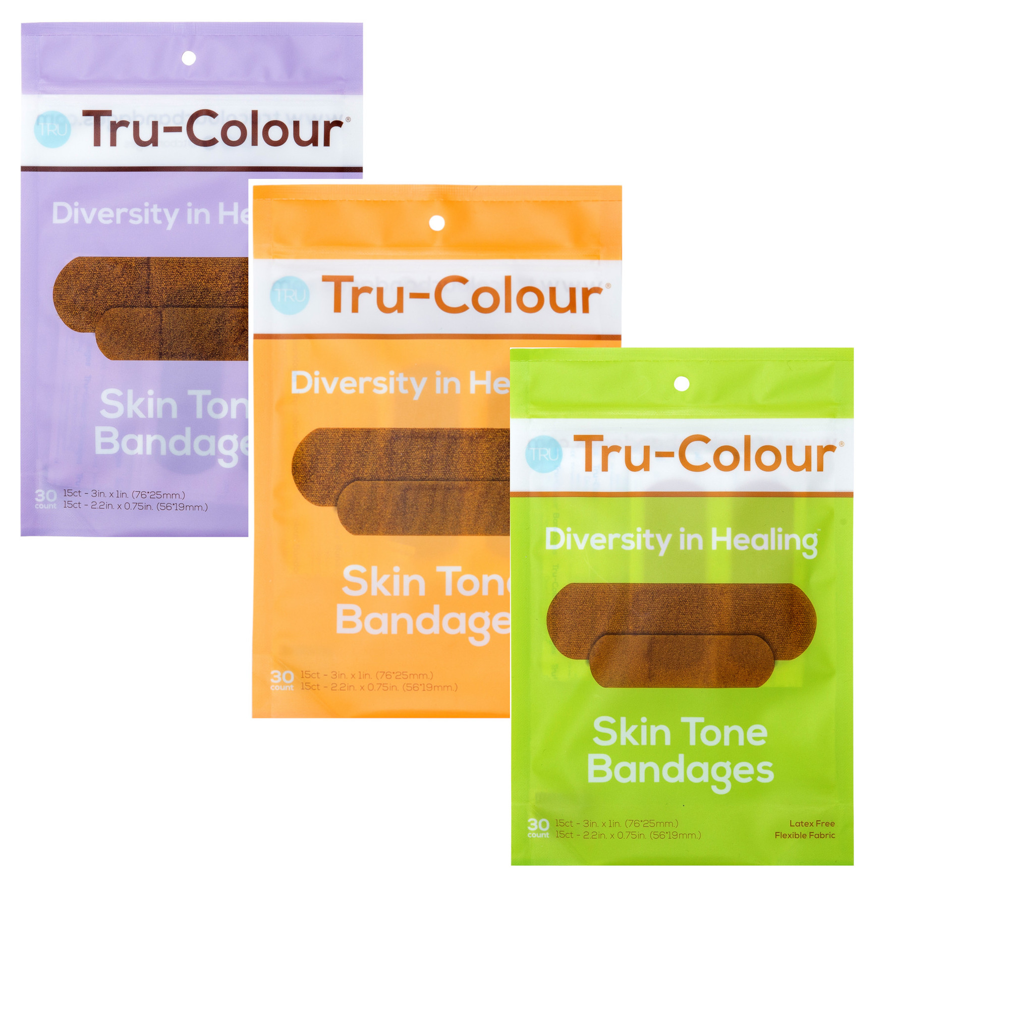 TruColour Bandages Flexible Fabric Bandages, Color Combo Pack, 90 ct