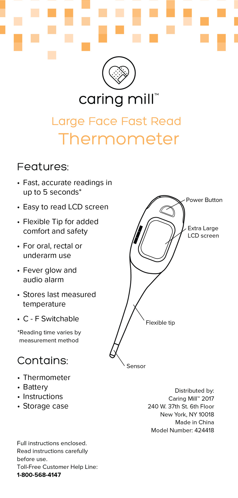 Caring Mill Fast Read Fever Glow Thermometer